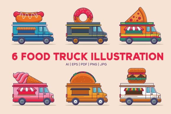 6 Food Truck Illustrations: Fresh Design Assets for Your Brand