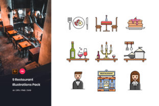 9 Restaurant Illustrations Pack: Your All-in-One Visual Toolkit