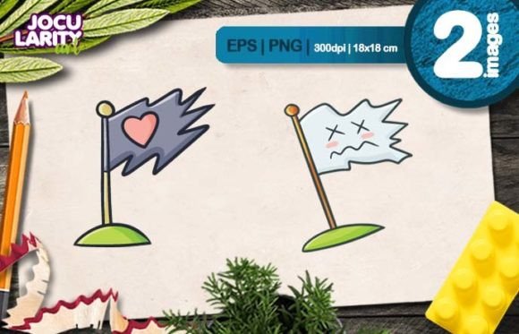 Bring Playful Energy to Projects with Funny Flag Cartoon Illustrations