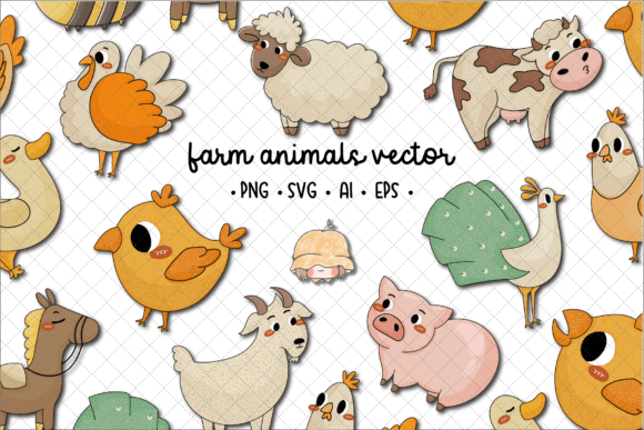 Charming Farm Animal Vectors for Every Creative Project