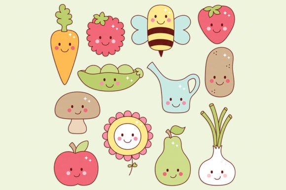 Cheeky Garden Digital Clipart: Fresh Graphics for Your Projects