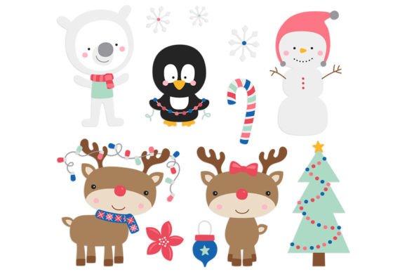 Christmas Cuties Digital Clipart: A Designer's Holiday Asset