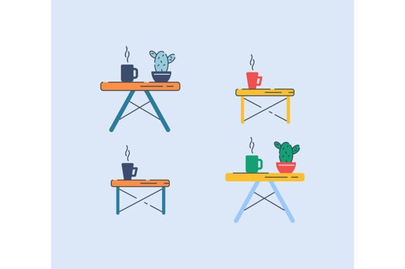 Coffee Tables Svg Color Illustrations: A Modern Design Asset
