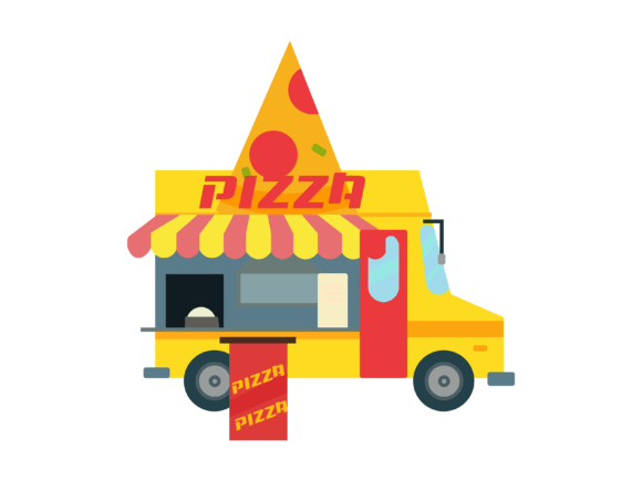 Isometric Pizza Truck Illustrations: A Fresh Design Asset